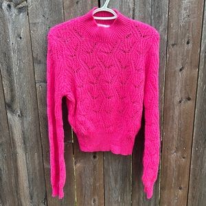 Astr Pointelle hot pink wool alpaca blend women’s Sweater Size small NWT